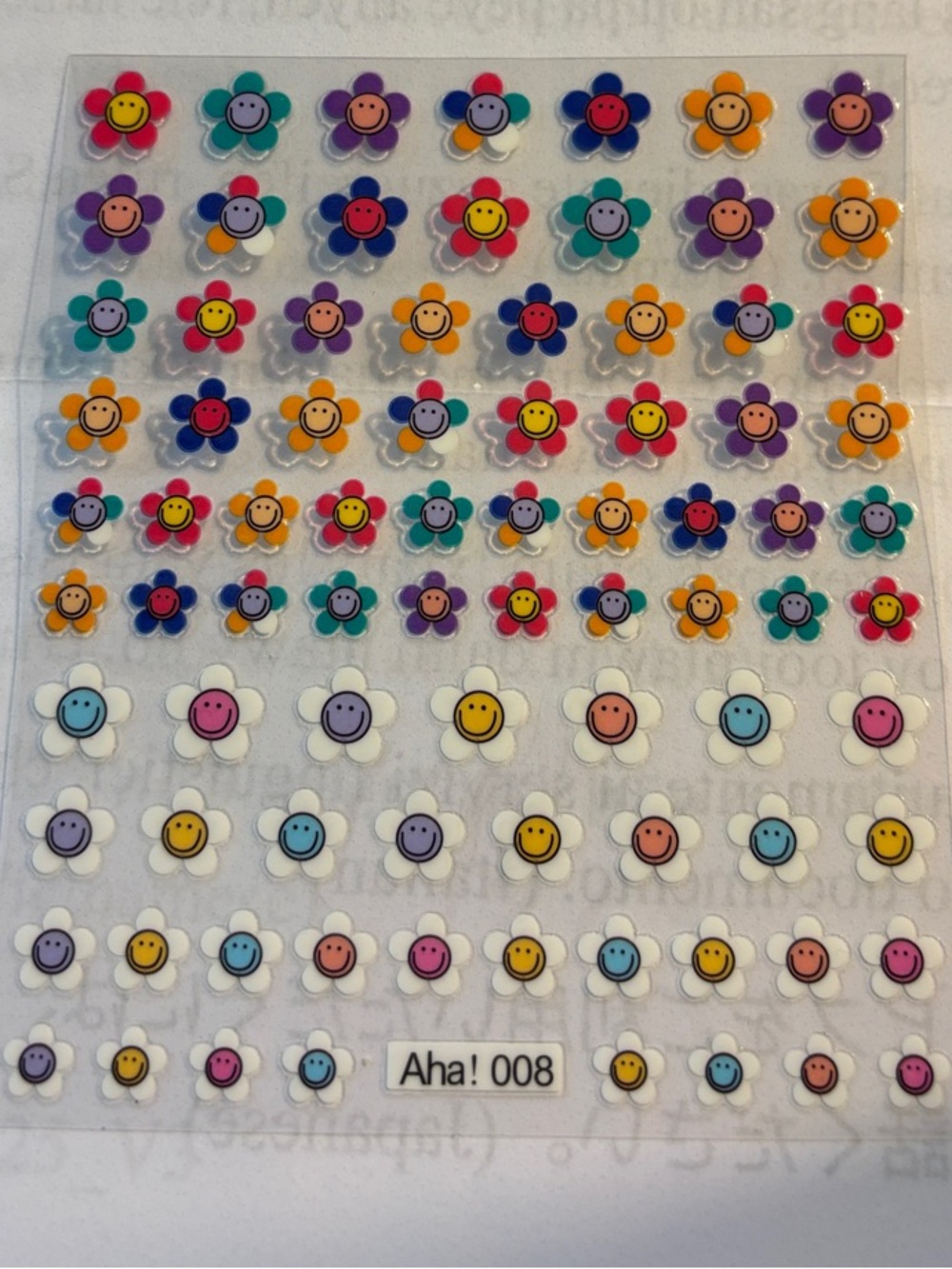 Smiley Flower Nail Stickers - Multi Color